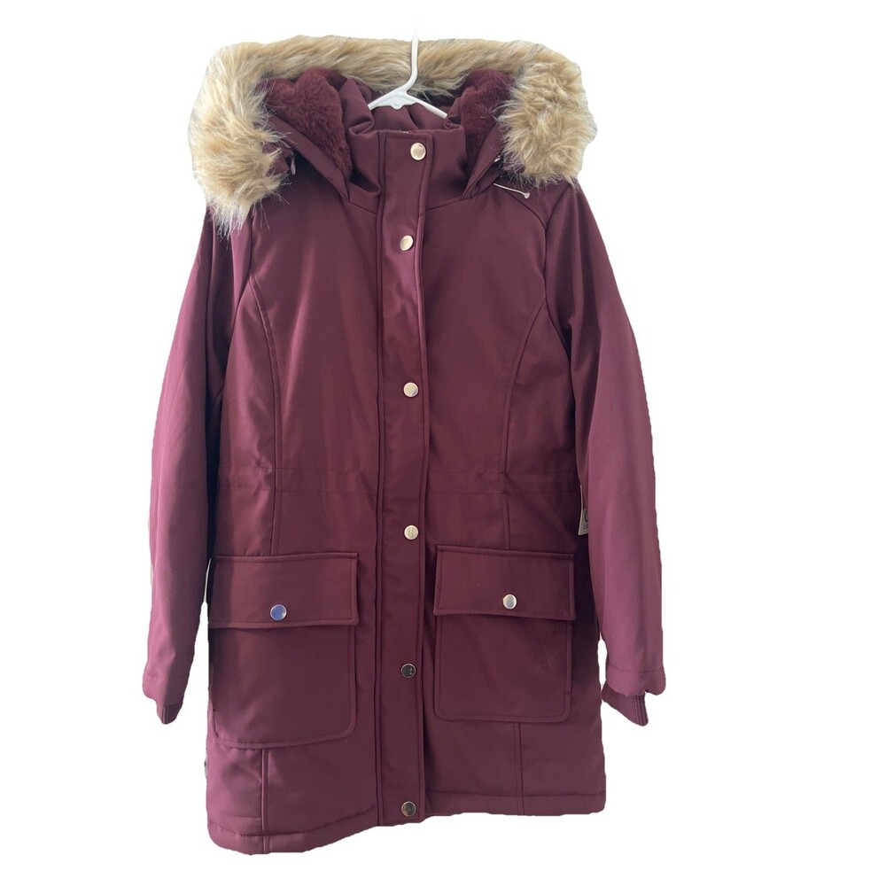 C&C California Women's Winter Coat Jacket Hooded Size Xs Faux Fur Lined Burgundy